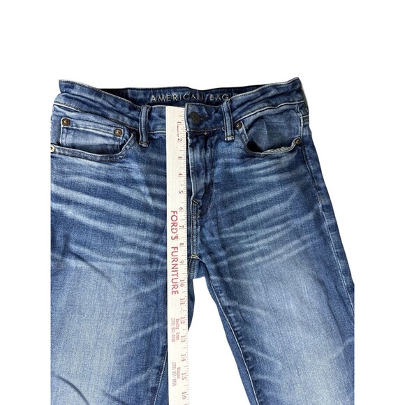 American Eagle AirFlex Skinny Jeans Whiskered Light Wash 30x30 Stretch Denim - Picture 4 of 9